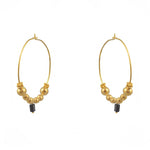Créoles XL dorées boules et pierres - TOURMALINE - boucles
