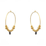 Créoles XL dorées boules et pierres - TOURMALINE - boucles