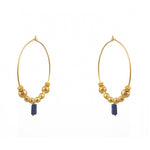 Créoles XL dorées boules et pierres - LAPIS - boucles
