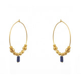 Créoles XL dorées boules et pierres - LAPIS - boucles
