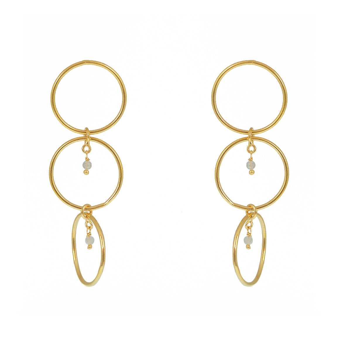Boucles dorées anneaux et pierre - LABRADORITE