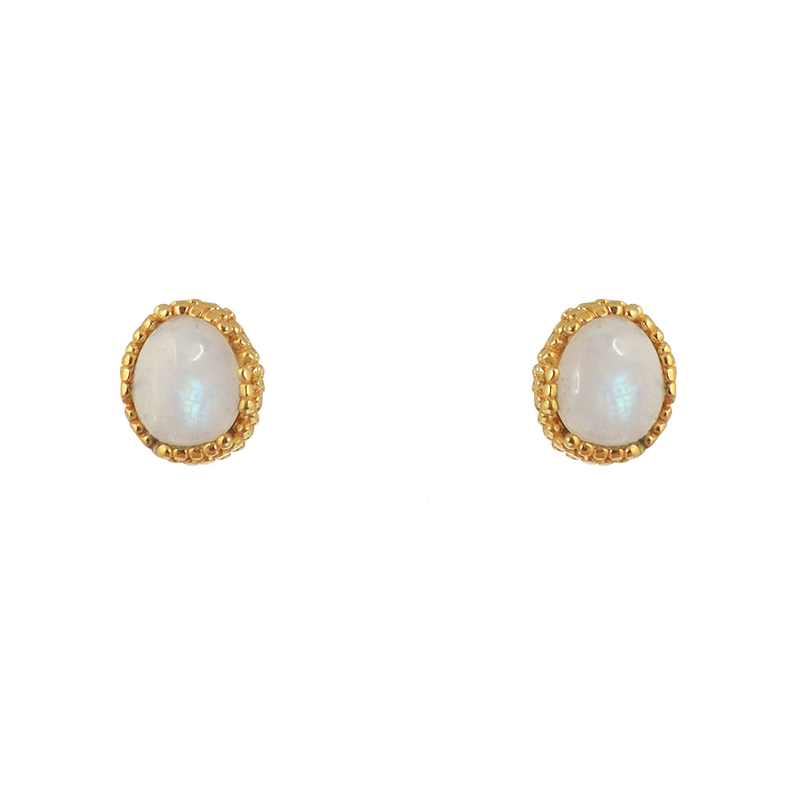 Boucles puces dorées pierre cabochon