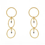 Boucles dorées anneaux et pierre - ONYX NOIRE
