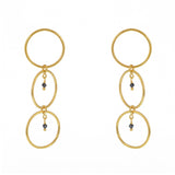 Boucles dorées anneaux et pierre - ONYX NOIRE
