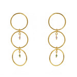 Boucles dorées anneaux et pierre - TOURMALINE