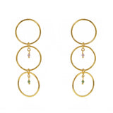 Boucles dorées anneaux et pierre - TOURMALINE