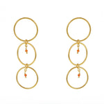 Boucles dorées anneaux et pierre - ONYX ROUGE