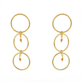 Boucles dorées anneaux et pierre - ONYX ROUGE