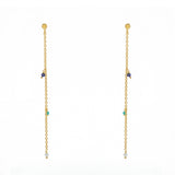 Boucles dorées chaine et pierres - LAPIS - TURQUOISE - PERLE