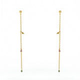 Boucles dorées chaine et pierres - TOURMALINE