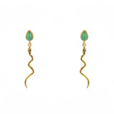 Boucles dorées serpent et pierre naturelle - ONYX VERTE