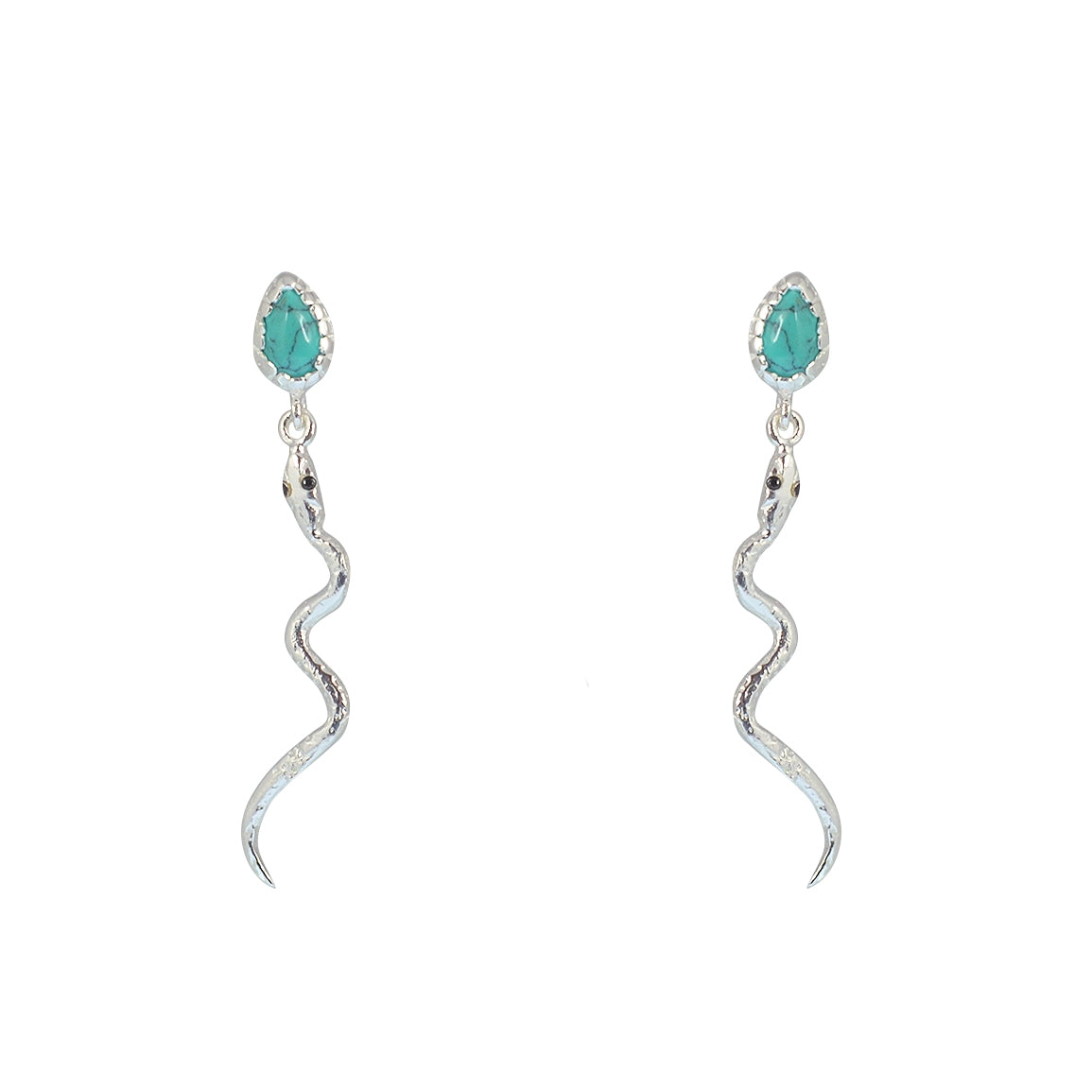 Boucles argent 925 serpent et turquoise