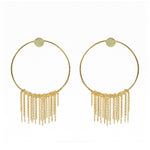 Boucles dorées anneau pierre et chaines - PREHNITE