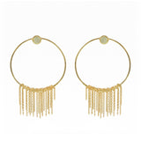 Boucles dorées anneau pierre et chaines - PREHNITE