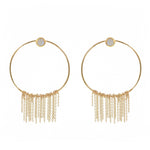Boucles dorées anneau pierre et chaines