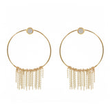 Boucles dorées anneau pierre et chaines