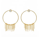 Boucles dorées anneau pierre et chaines - PERLE DE CULTURE
