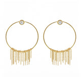 Boucles dorées anneau pierre et chaines - PERLE DE CULTURE