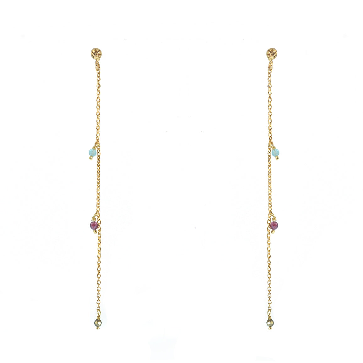 Boucles dorées chaine et pierres