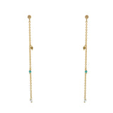 Boucles dorées chaine et pierres - TOURMALINE - TURQUOISE -