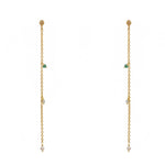 Boucles dorées chaine et pierres - ONYX VERTE - PREHNITE -