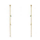 Boucles dorées chaine et pierres - ONYX VERTE - PREHNITE -