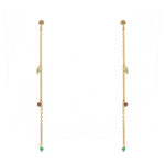 Boucles dorées chaine et pierres - GRENAT - ONYX VERTE -