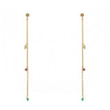 Boucles dorées chaine et pierres - GRENAT - ONYX VERTE -