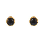 Boucles puces dorées pierre cabochon - ONYX NOIRE