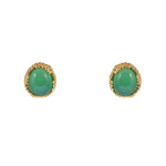 Boucles puces dorées pierre cabochon - ONYX VERTE