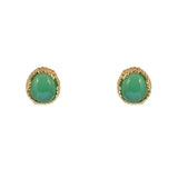 Boucles puces dorées pierre cabochon - ONYX VERTE