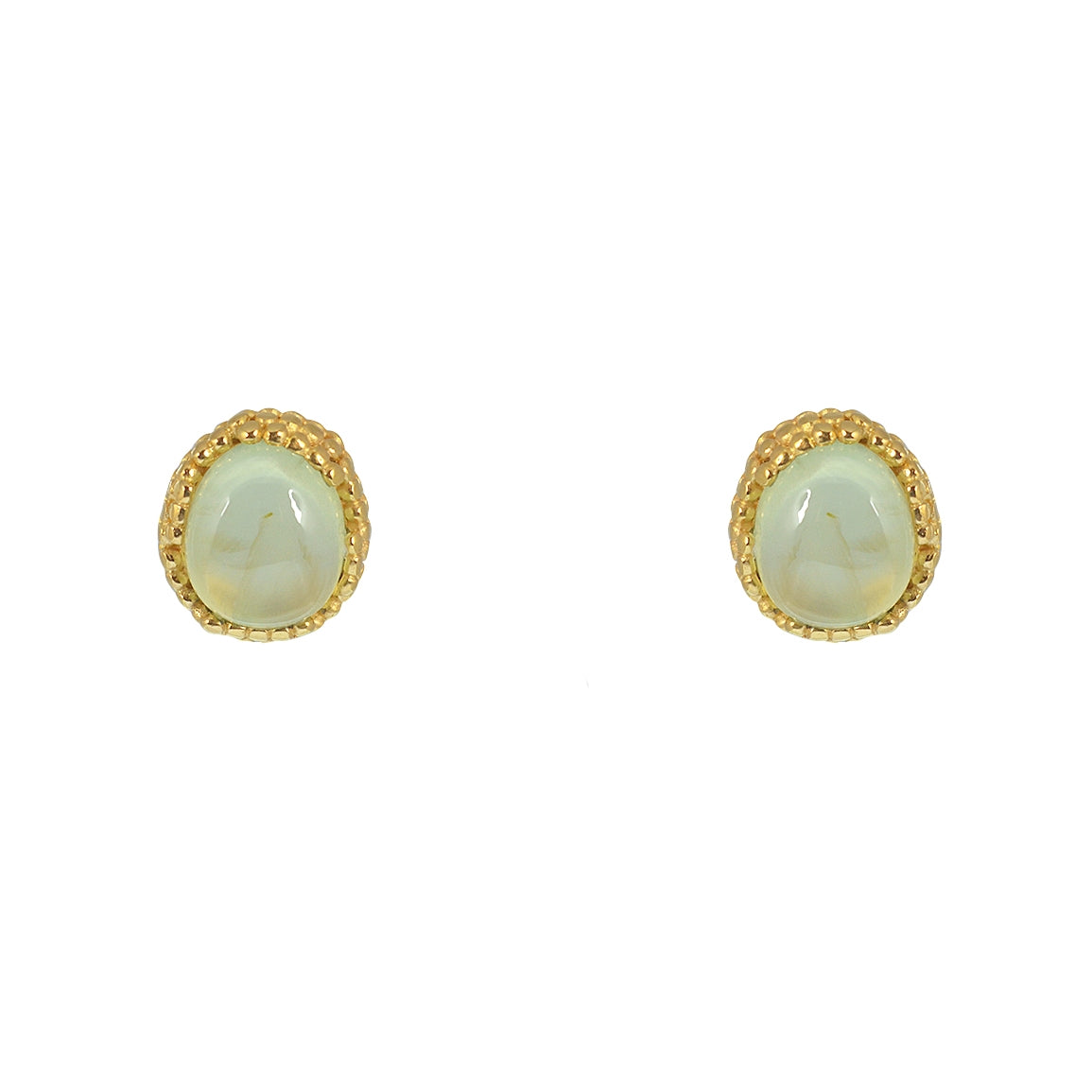 Boucles puces dorées pierre cabochon - PREHNITE