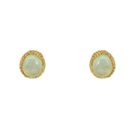 Boucles puces dorées pierre cabochon - PREHNITE