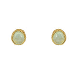 Boucles puces dorées pierre cabochon - PREHNITE