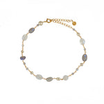 Bracelet de cheville doré et pierres - LABRADORITE - PERLE