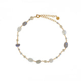 Bracelet de cheville doré et pierres - LABRADORITE - PERLE