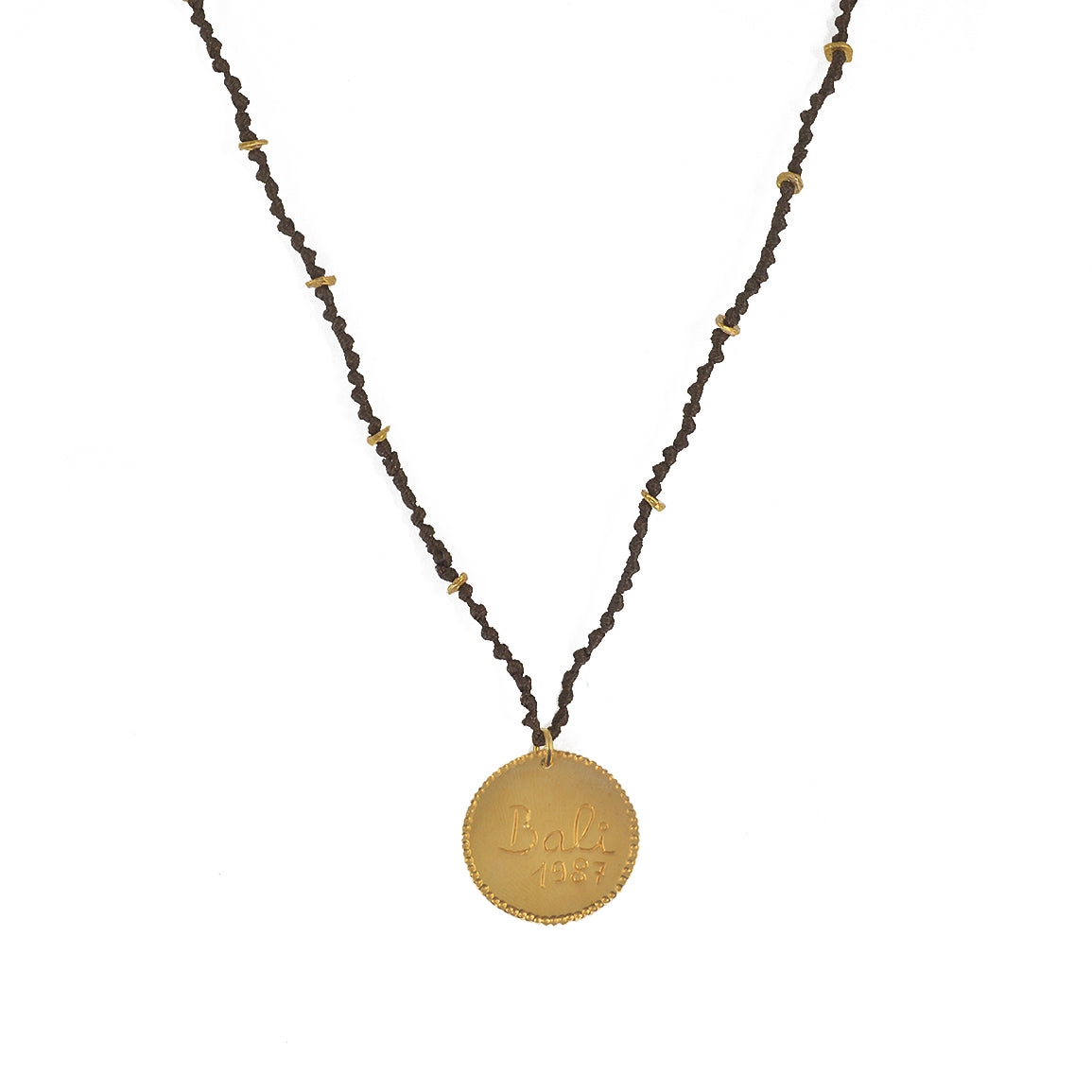 Collier cordon médaille bouddha dorée