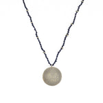 Collier cordon bleu marine médaille bouddha argent 925