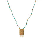 Collier cordon pierres plaque astres et pampilles -