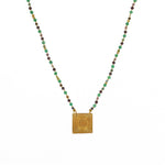 Collier cordon doré pierres et plaque soleil - GRENAT - ONYX