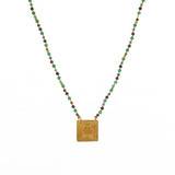 Collier cordon doré pierres et plaque soleil - GRENAT - ONYX