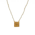 Collier cordon doré pierres et plaque soleil - PIERRE DE