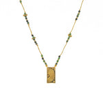 Collier doré multi pierres et pendentif plaque demi soleil -