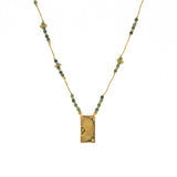 Collier doré multi pierres et pendentif plaque demi soleil -