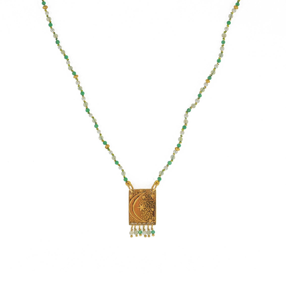 Collier cordon pierres plaque astres et pampilles - ONYX