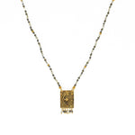Collier cordon pierres plaque astres et pampilles - PYRITE -