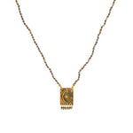Collier cordon pierres plaque astres et pampilles - GRENAT -