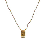 Collier cordon pierres plaque astres et pampilles - GRENAT -