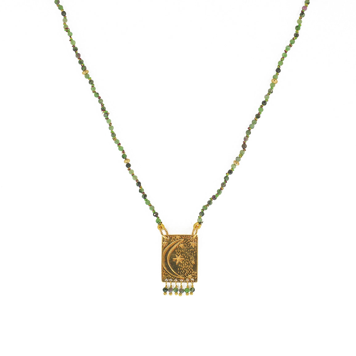 Collier cordon pierres plaque astres et pampilles - RUBIS