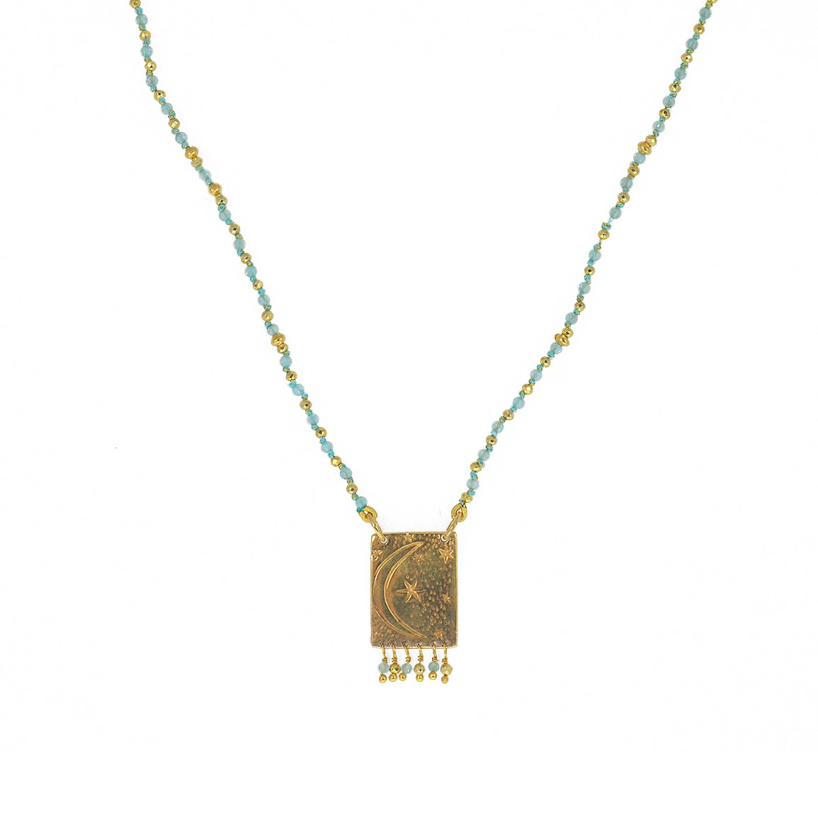 Collier cordon pierres plaque astres et pampilles - APATITE